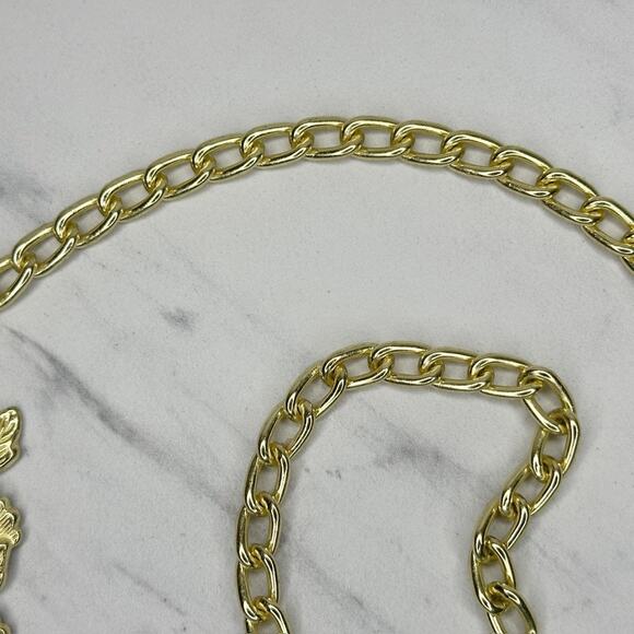 Floral Gold Tone Rose Chain Link Belt One Size (OS) ✨ main image 6